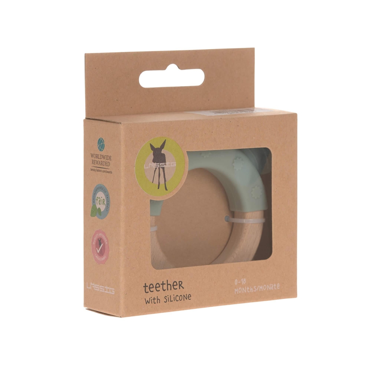 Teether "Ring" Wood/Silicone Little Chums Cat