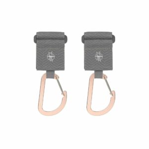 Casual Stroller Hooks with Carabiner 2 pack grey/pink